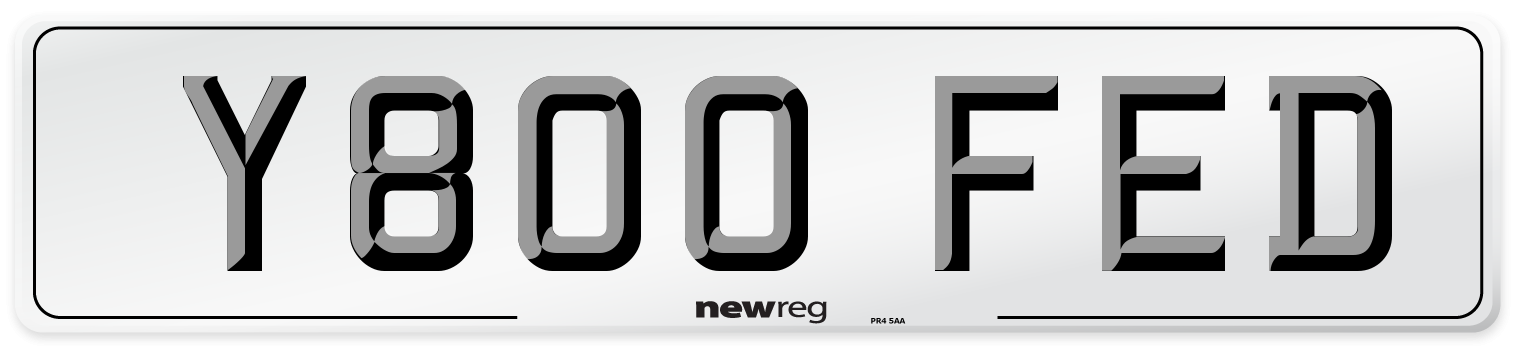 Y800 FED Number Plate from New Reg